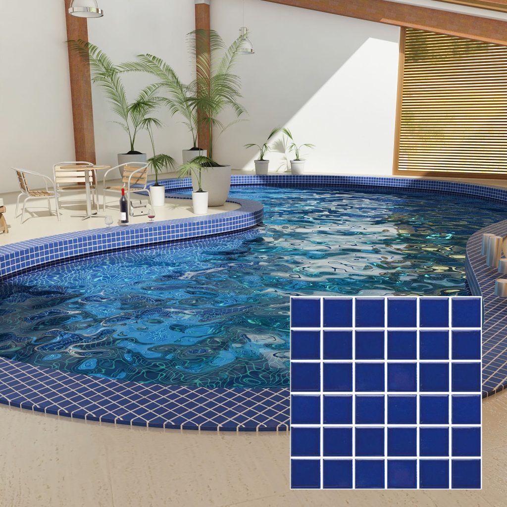 Custom glass pool tiles with unique patterns and colors